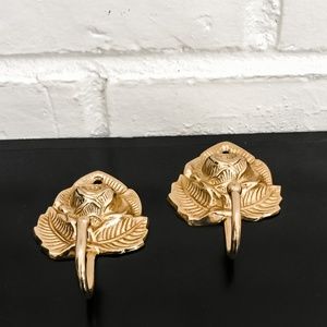 Set of 2 Gold/Brass Tone Wall Hooks